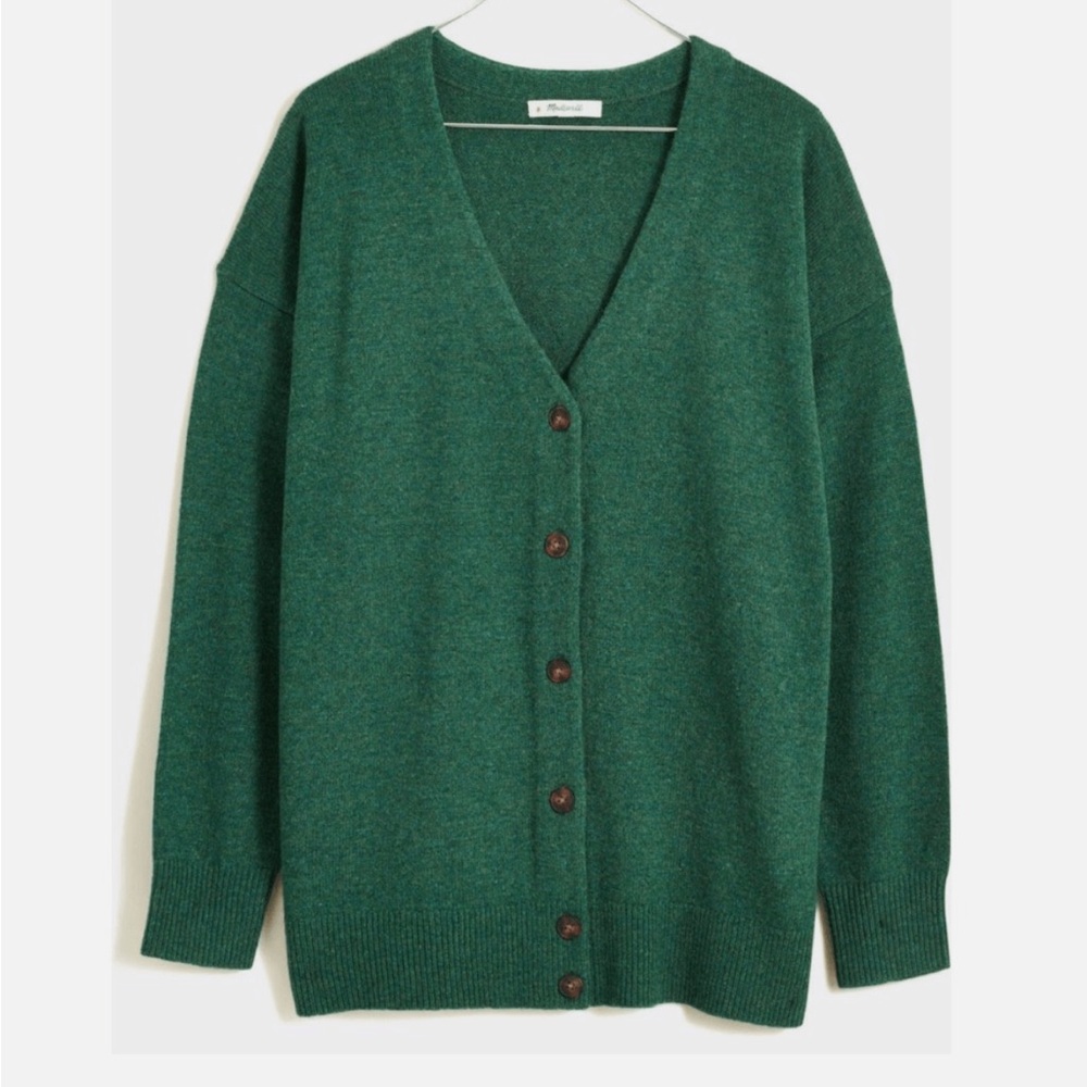 Madewell V-Neck Relaxed Cardigan Wool Blend Size S Forest Green